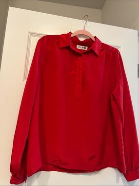 Sir James Red Collared Long-Sleeve Blouse by
